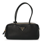 Vitello Daino Medium East West Top Handle Bag Black