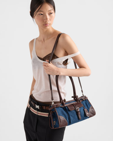 Prada Bonnie medium denim and leather handbag