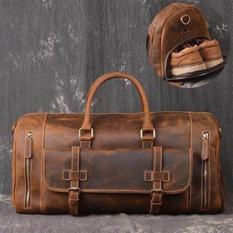 Soyego Leather Duffel Bag for Men