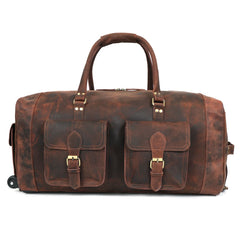 Soyego Leather Duffel Bag With Wheels