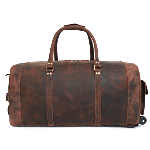 Soyego Leather Duffel Bag With Wheels