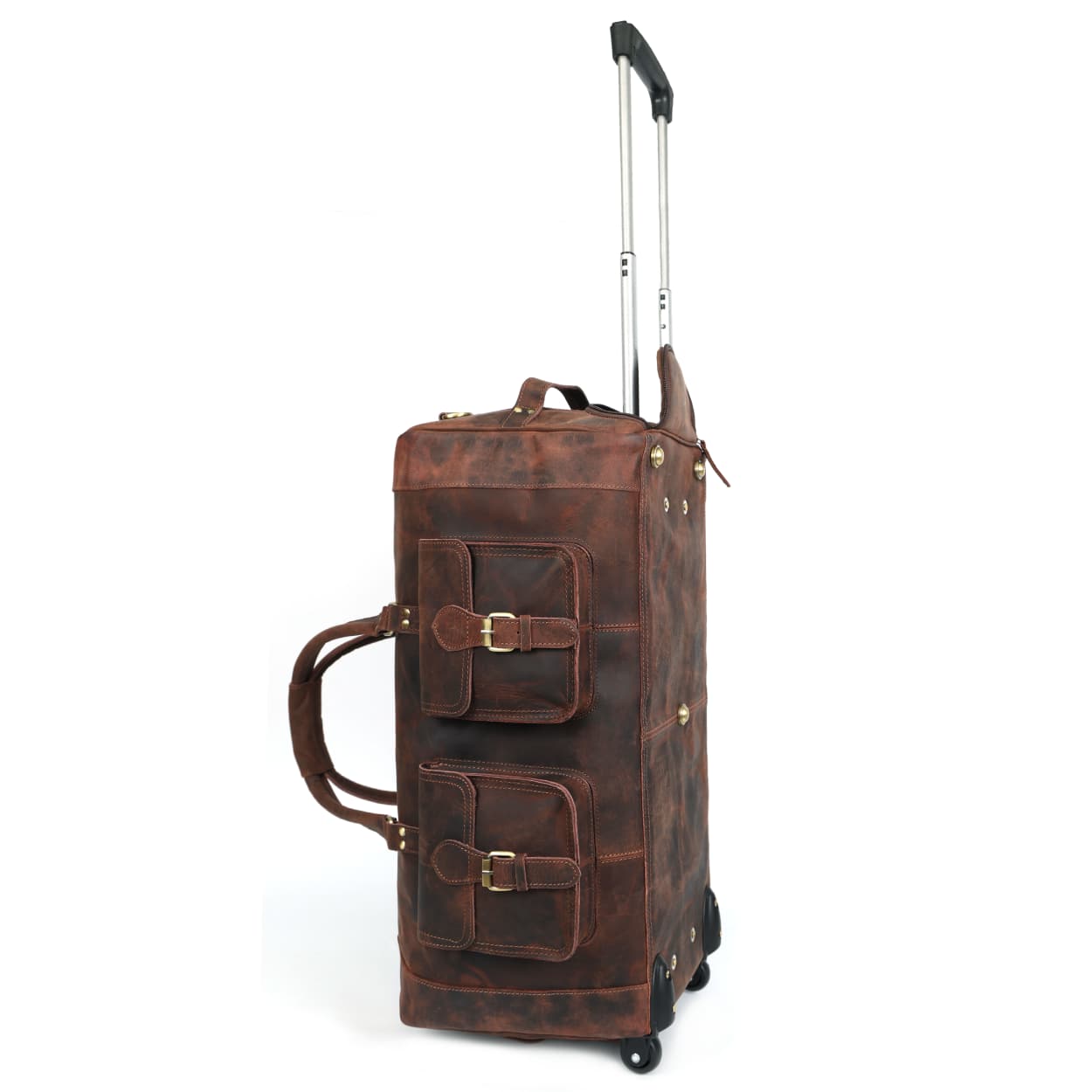 Soyego Leather Duffel Bag With Wheels