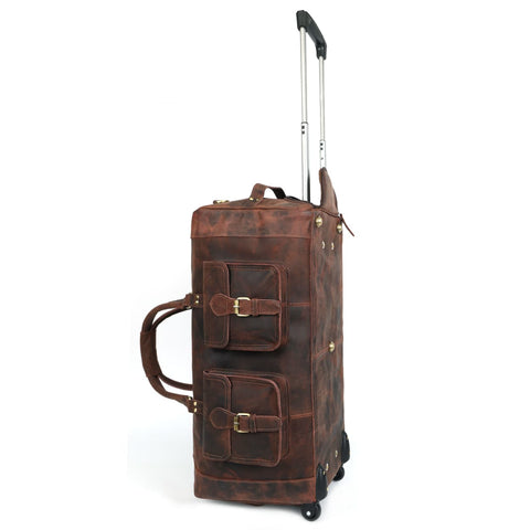 Soyego Leather Duffel Bag With Wheels
