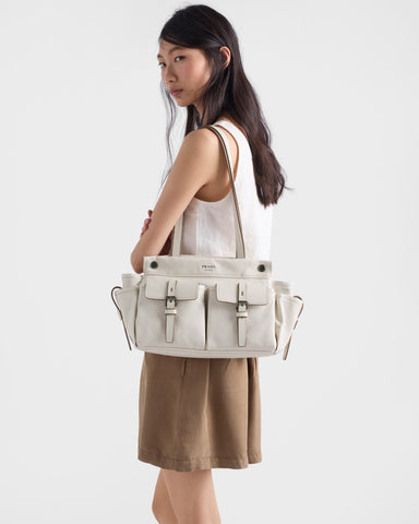 Prada Route medium leather tote bag