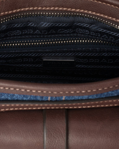 Prada Bonnie medium denim and leather handbag