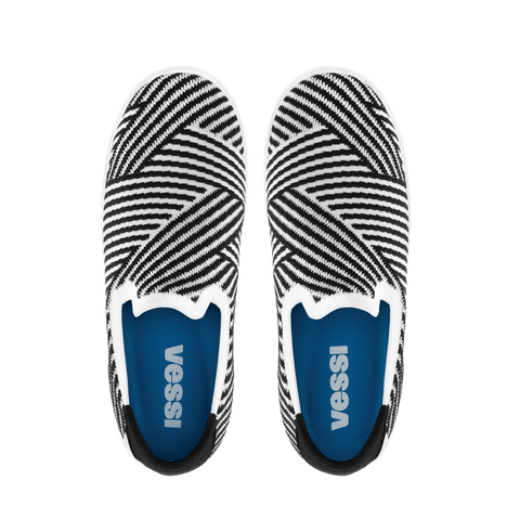 Women's Boardwalk Slip-On - White/Black Zigzag