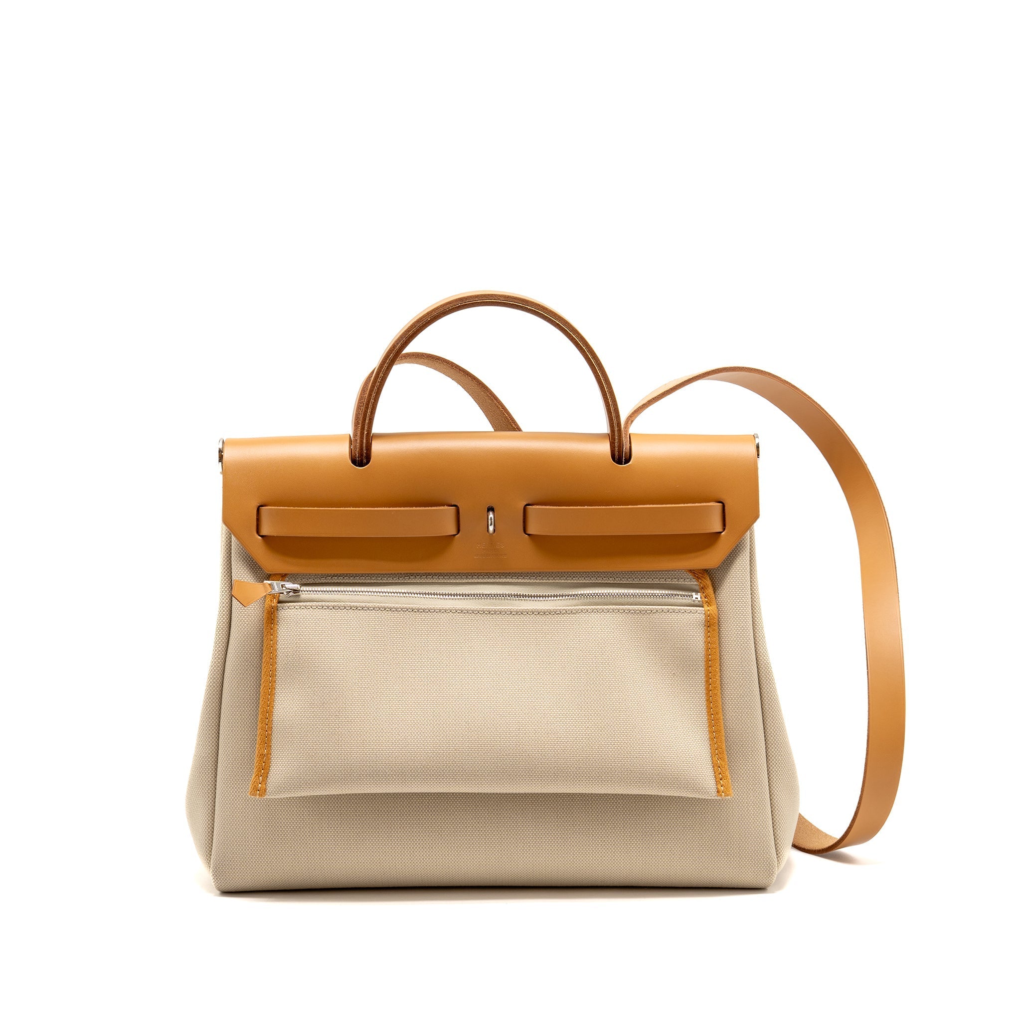 HERMES HERBAG 31 ZIP BAG CANVAS/HUNTER LEATHER BETON/NATA SHW Secondary image