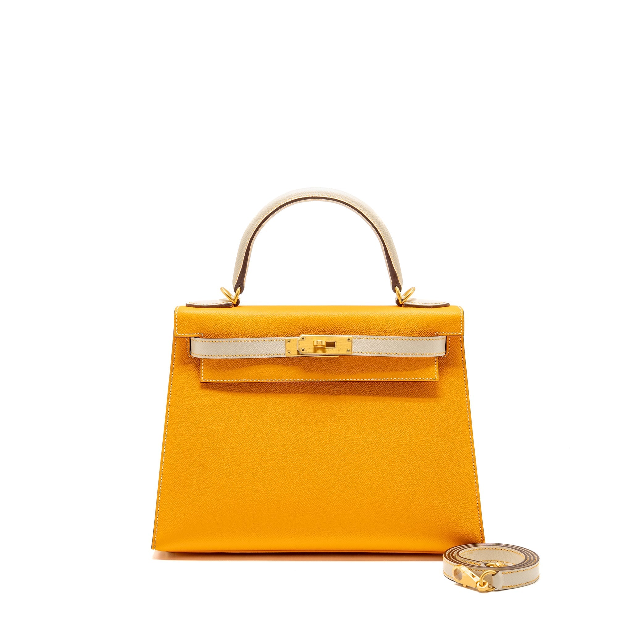 HERMES KELLY 28 SPECIAL ORDER EPSOM JAUNE D’OR/CRAIE BRUSHED GHW Main image