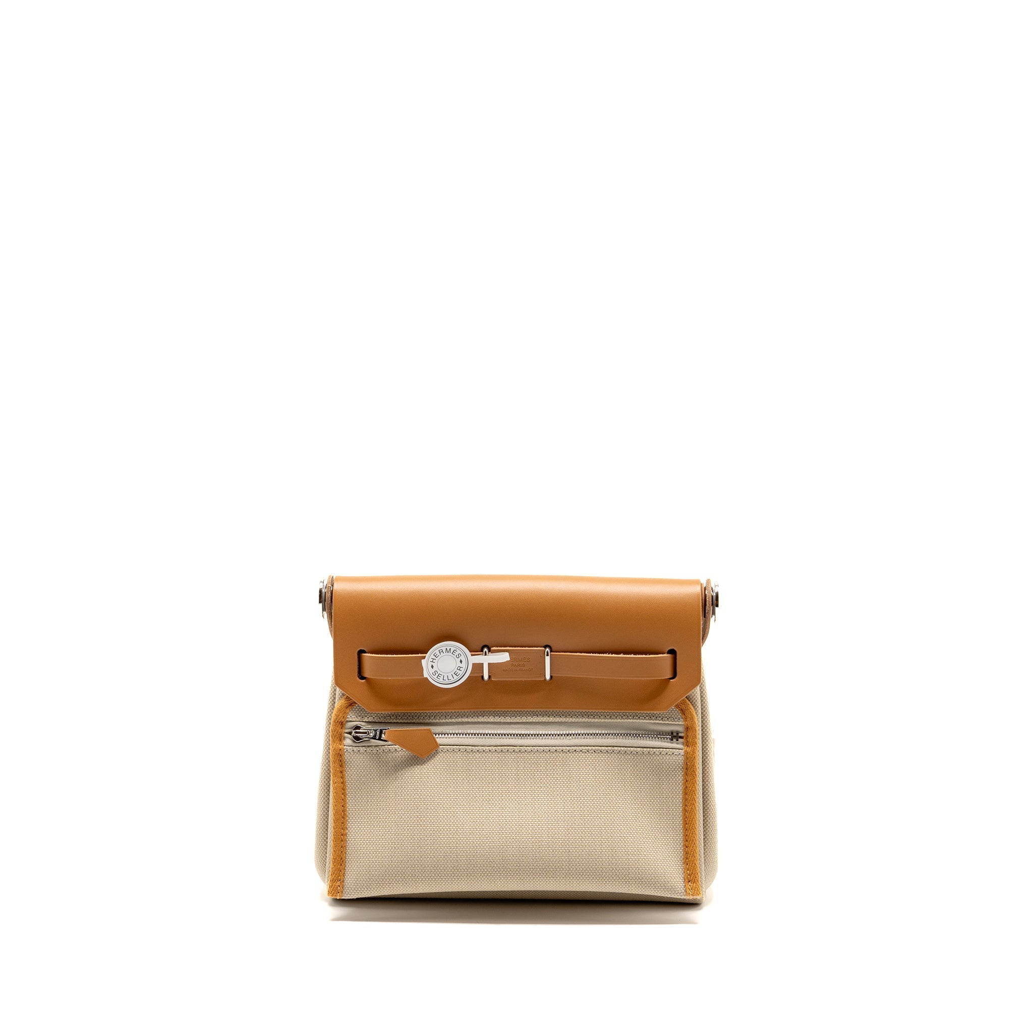 HERMES HERBAG MINI CANVAS/HUNTER LEATHER BETON / NATURAL SABLE SHW Secondary image