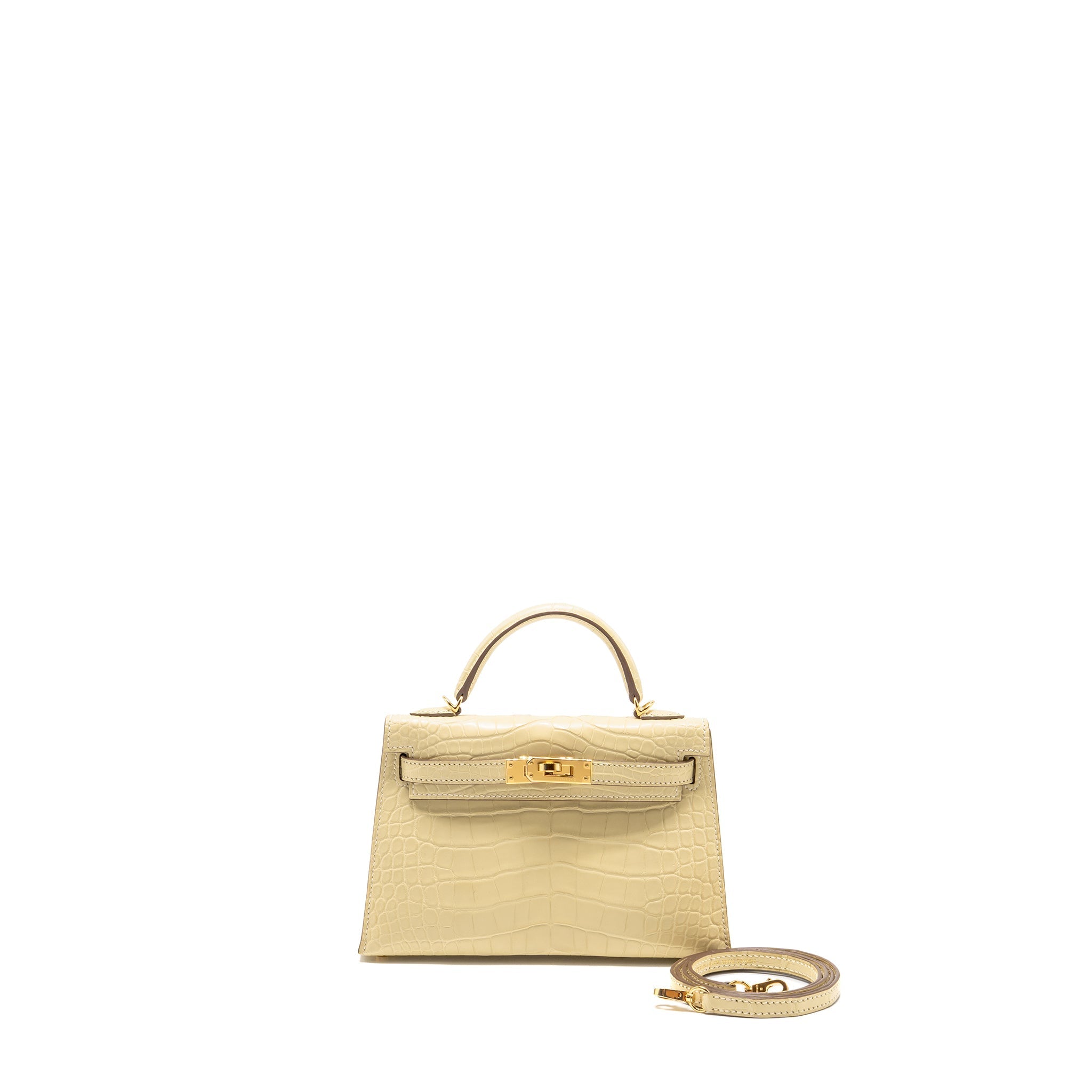 HERMES MINI KELLY II ALLIGATOR MISSISSIPPIENSIS MATT Y1 VANILLE GHW Main image