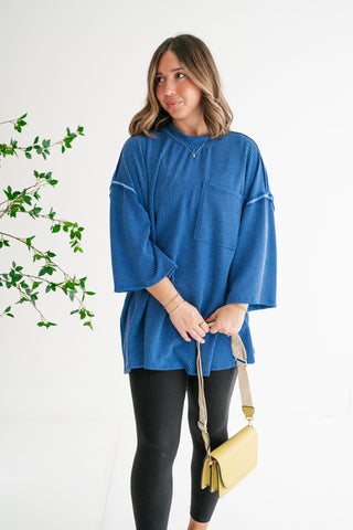 Forever Ideal Ribbed Top - Royal Blue