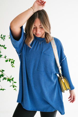 Forever Ideal Ribbed Top - Royal Blue