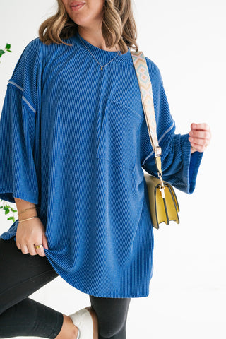 Forever Ideal Ribbed Top - Royal Blue