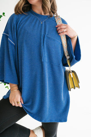 Forever Ideal Ribbed Top - Royal Blue