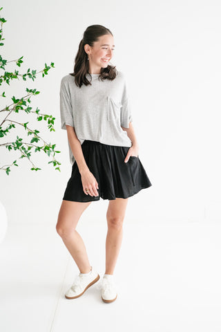 Simple Matter Pocket Front Tee - Heather Grey