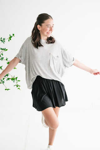 Simple Matter Pocket Front Tee - Heather Grey