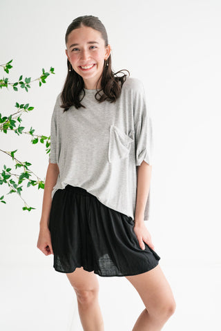 Simple Matter Pocket Front Tee - Heather Grey