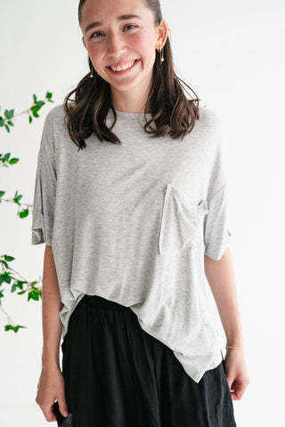 Simple Matter Pocket Front Tee - Heather Grey