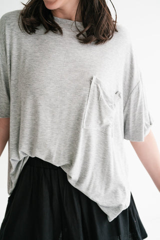 Simple Matter Pocket Front Tee - Heather Grey