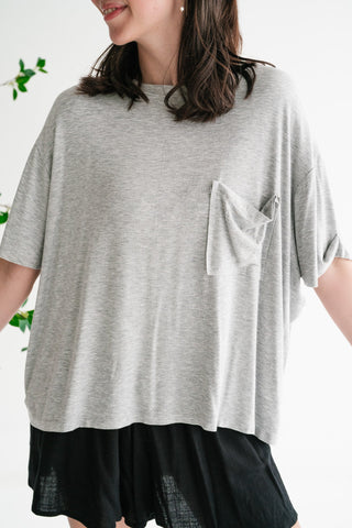 Simple Matter Pocket Front Tee - Heather Grey