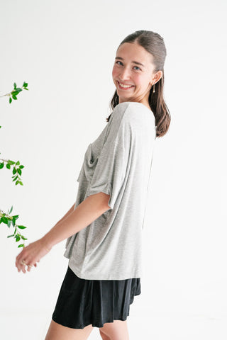 Simple Matter Pocket Front Tee - Heather Grey