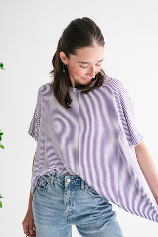 Hot Shot Ribbed Dolman Sleeve Top- Lavender