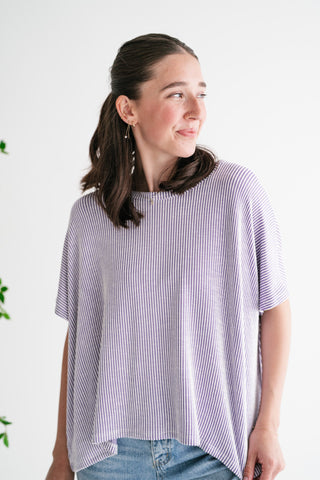 Hot Shot Ribbed Dolman Sleeve Top- Lavender