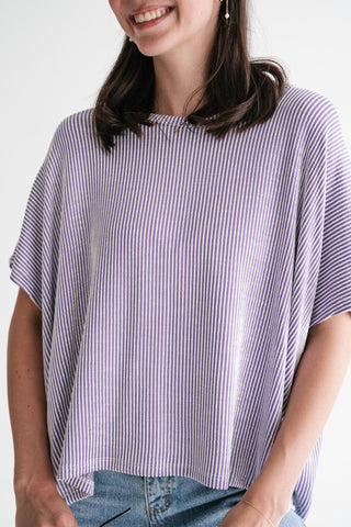 Hot Shot Ribbed Dolman Sleeve Top- Lavender