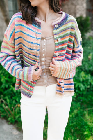 Bright Side Knit Cardigan - Violet