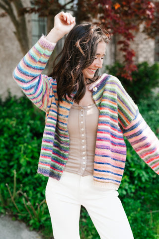 Bright Side Knit Cardigan - Violet