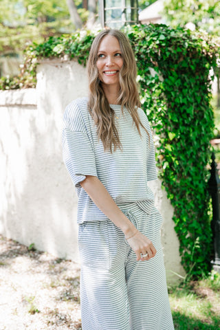 Boardwalk Days Striped Set - Grey