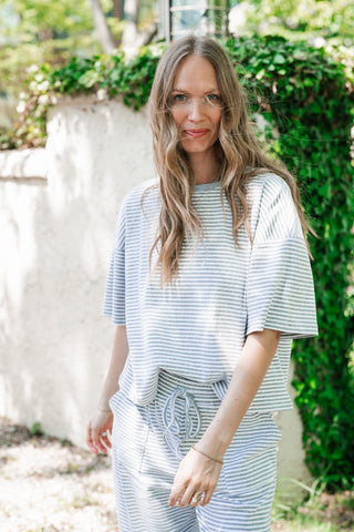 Boardwalk Days Striped Set - Grey