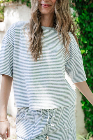 Boardwalk Days Striped Set - Grey