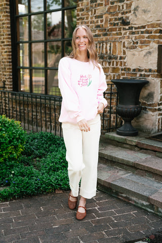 What A Friend We Have Oversized Crewneck - Bubblegum