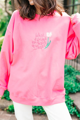 What A Friend We Have Oversized Crewneck - Pink