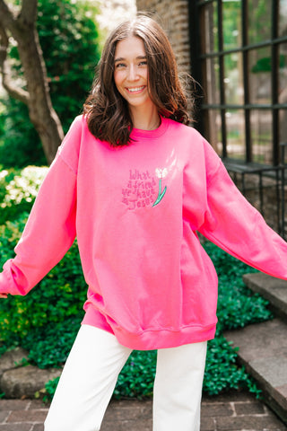 What A Friend We Have Oversized Crewneck - Pink
