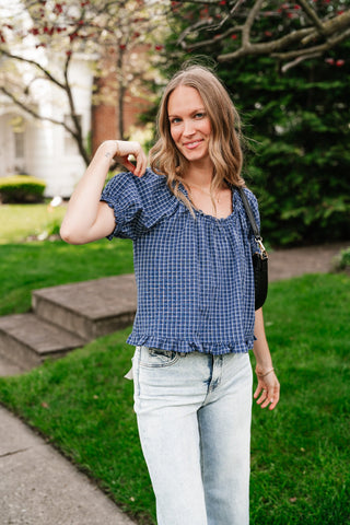 Cottage Lane Gingham Short Sleeve Top