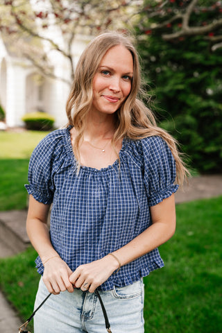 Cottage Lane Gingham Short Sleeve Top