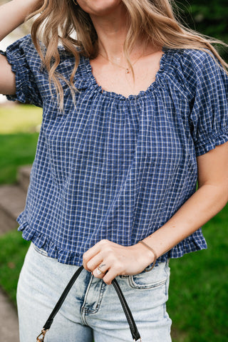 Cottage Lane Gingham Short Sleeve Top