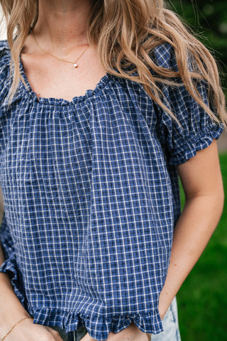 Cottage Lane Gingham Short Sleeve Top