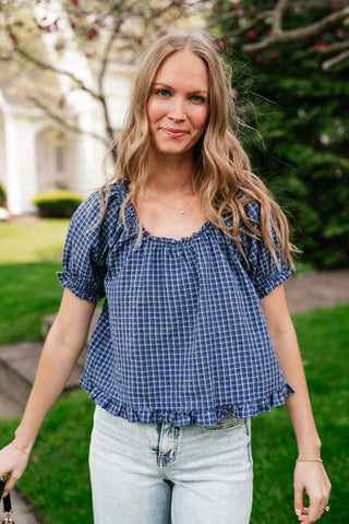 Cottage Lane Gingham Short Sleeve Top