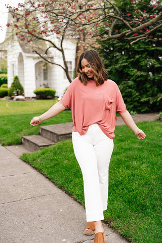 Simple Matter Pocket Front Tee - Rose