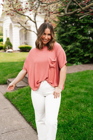 Simple Matter Pocket Front Tee - Rose