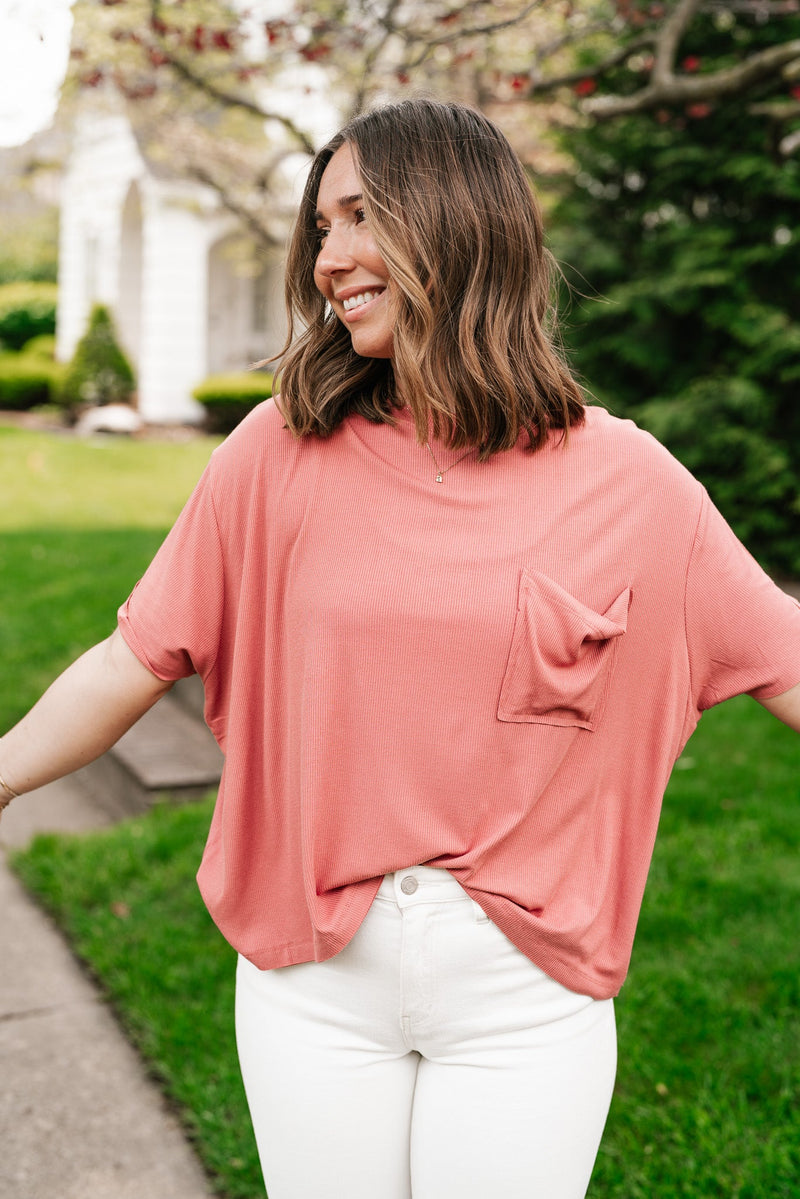 Simple Matter Pocket Front Tee - Rose