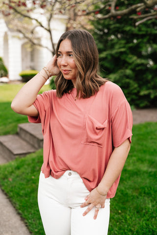 Simple Matter Pocket Front Tee - Rose
