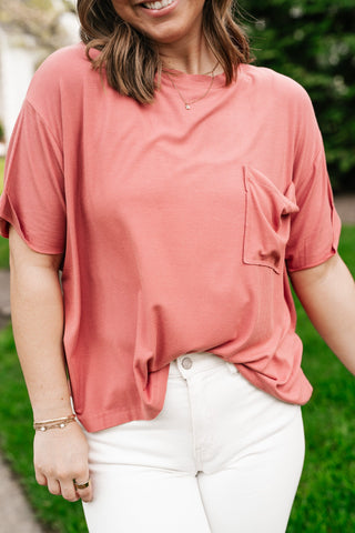Simple Matter Pocket Front Tee - Rose