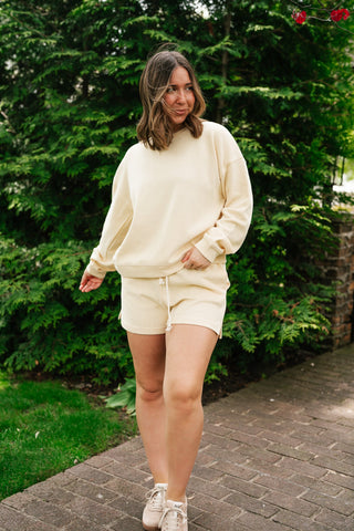Sunny Side Ribbed Drawstring Set - Top