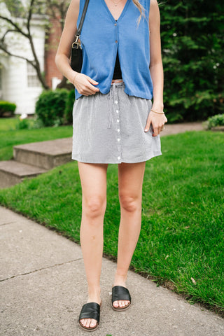 Garden Party Gingham Mini Skort - Black