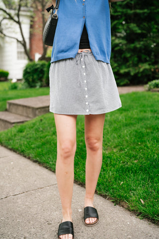 Garden Party Gingham Mini Skort - Black