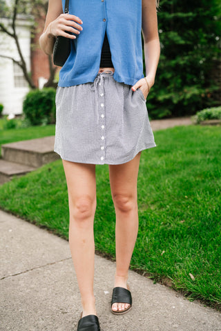 Garden Party Gingham Mini Skort - Black